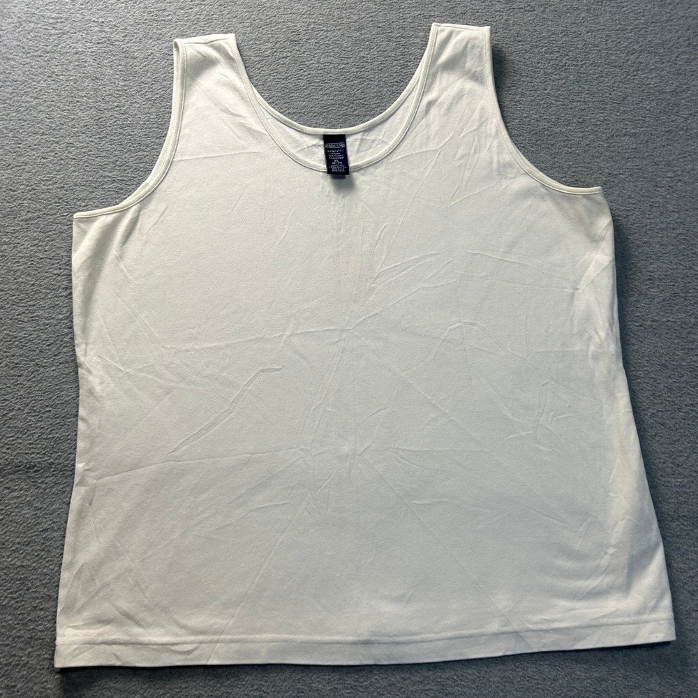 Lands End Tank Top Sleeveless Womens XL White Layering Shell Basic Wardrobe Knit